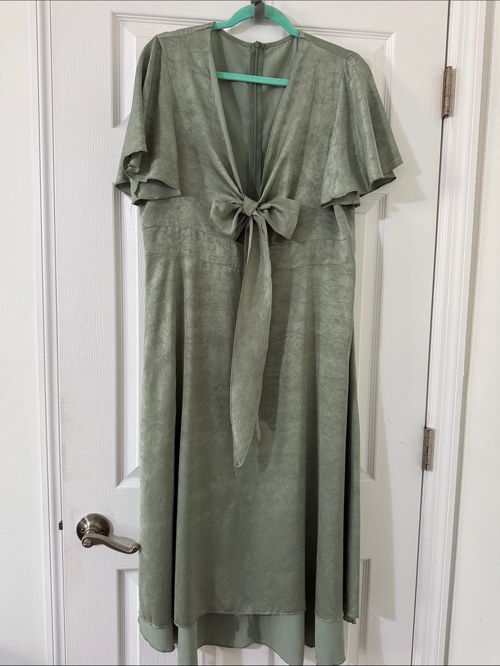 Sage Green Tie-Front Women's Dress